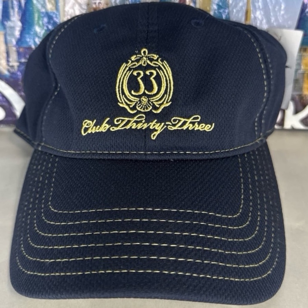 Disney parks club thirty-three Gold embroidered 33 logo sketch bill hat NWT